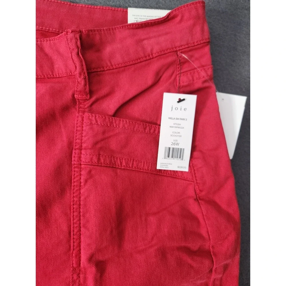 $228 Joie Women's Willa Skinny Leg Red Scooter Pants Sz 26W NWT High Rise Zipper